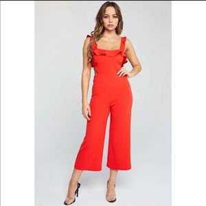 Ruffle Me Up Red Jumpsuit